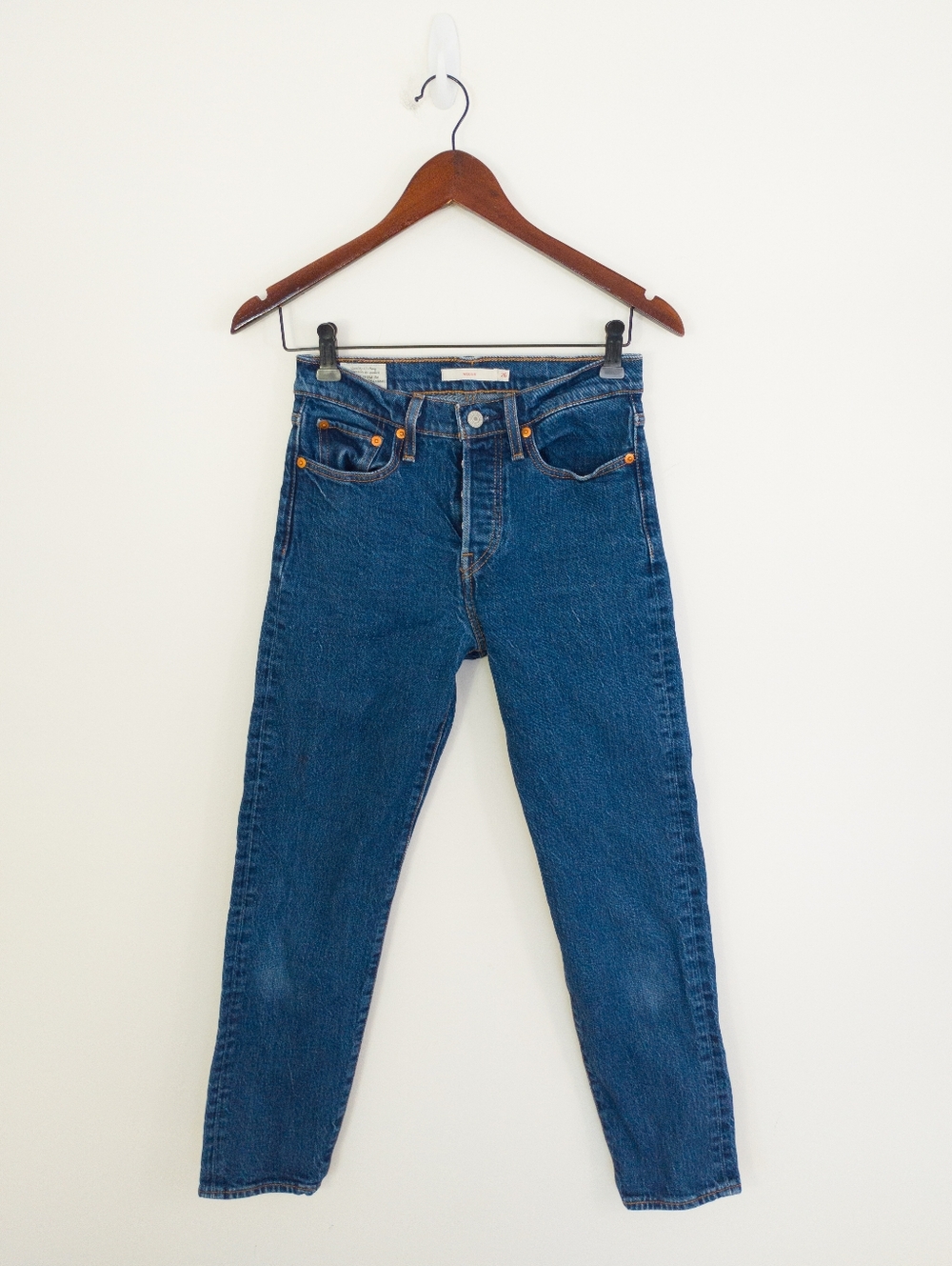 Levi's Premium Wedgie Icon Fit High Rise Tapered Jeans Life's Work Blue 26
